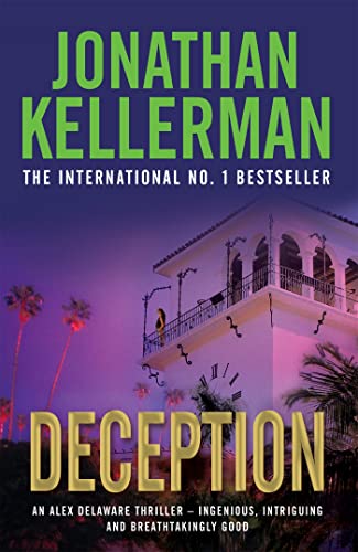 Book cover for "Deception" by Jonathan Kellerman, featuring a house and palms.