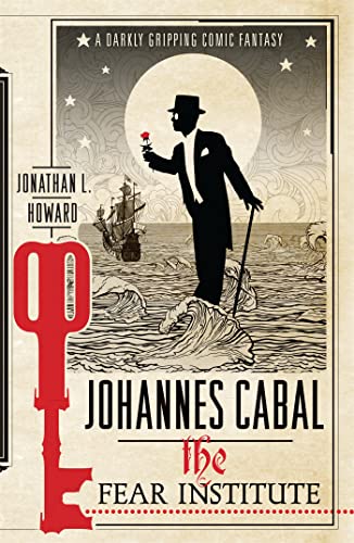 Book cover: Silhouette of a man with a red rose, stormy sea.