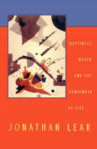 Book cover: abstract painting with text “Happiness. Death. And the Remainder of Life.”