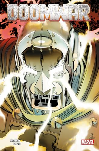 Comic book cover featuring Doctor Doom’s metallic face and glowing eyes.