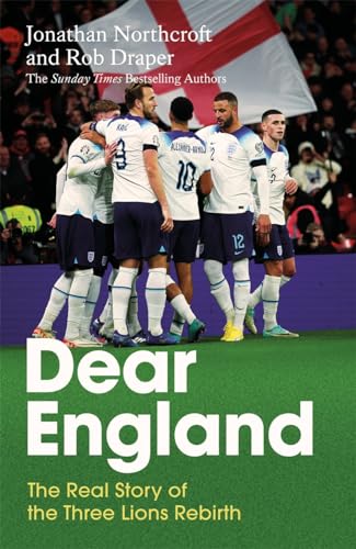 Book cover featuring England’s national football team celebrating on a green field.