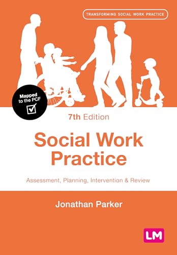 Orange textbook cover with silhouettes of people and title "Social Work Practice".