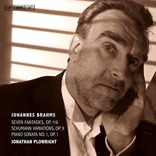 CD cover featuring pianist Jonathan Plowright in a shadowed portrait.