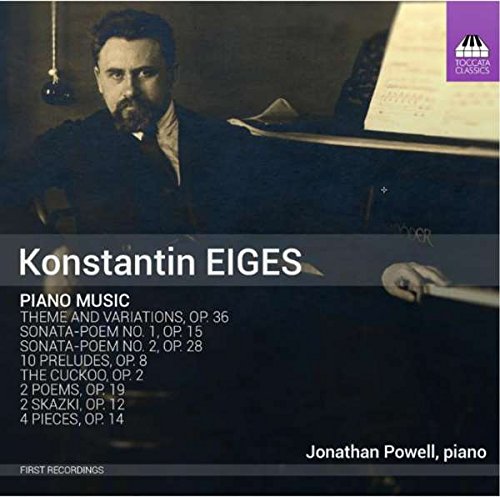 CD cover featuring portrait of composer Konstantin Eiges at a piano.