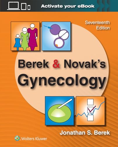 Book cover for "Berek & Novak's Gynecology," seventeenth edition, with icons.