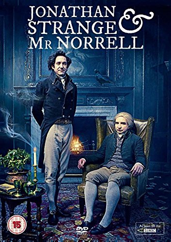 DVD cover for “Jonathan Strange & Mr Norrell” featuring two men in period clothing.