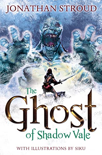 Book cover: ghostly figure looming over a person with a sword.