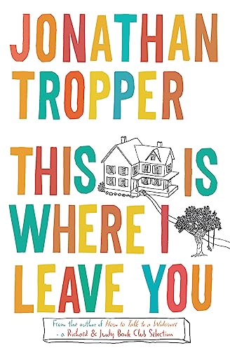 Book cover with colorful title text and a sketched house and tree.