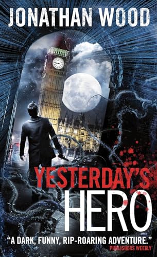 Book cover: man in coat, Big Ben, moon, and tentacle imagery.