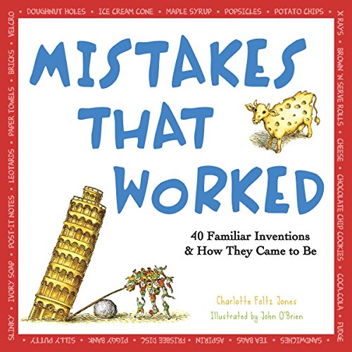 Book cover: "Mistakes That Worked" with illustrations of inventions.