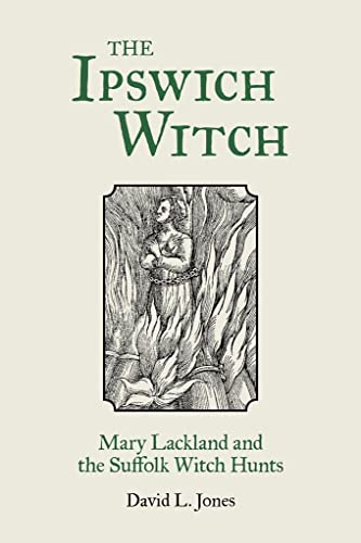 Book cover: "The Ipswich Witch" with illustration of a woman in flames.