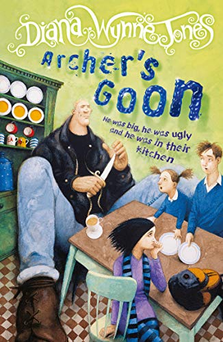 Book cover: a large man with a knife looms over children in a kitchen.