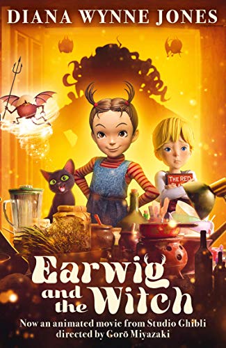 Book cover for "Earwig and the Witch" featuring two children and a cat.