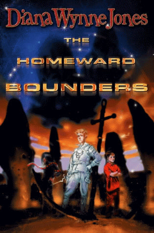 Book cover: "The Homeward Bounders" with children and a futuristic landscape.