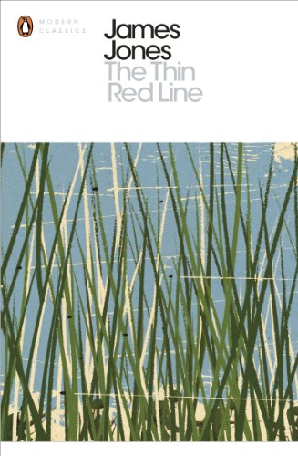 Book cover: "The Thin Red Line" with abstract grass illustration.