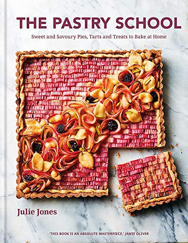 Cookbook cover featuring a colorful fruit tart and the title "The Pastry School".