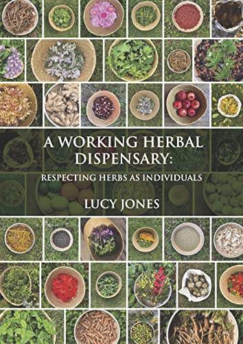 Book cover with grid of herbal ingredients and title “A Working Herbal Dispensary.”