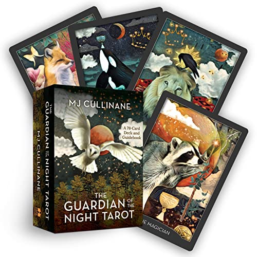 Tarot card deck with animal illustrations and accompanying guidebook box.