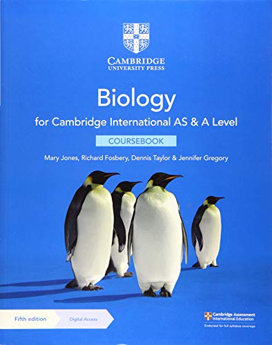Cambridge International AS and A Level Biology coursebook cover featuring four penguins on blue.