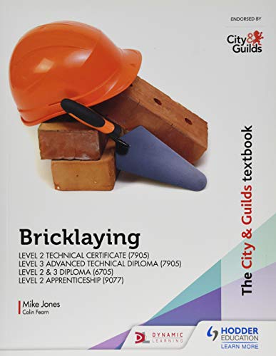 Bricklaying textbook cover with orange hard hat, bricks, and trowel.
