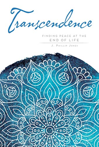 Book cover with blue watercolor mandala and title "Transcendence.