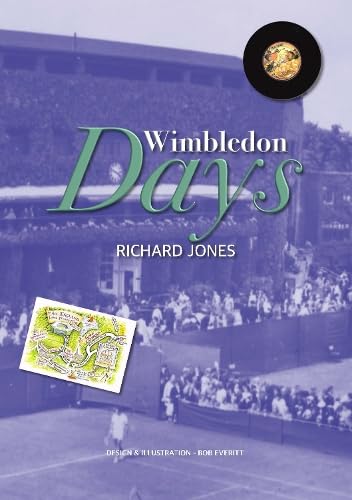 Book cover: "Wimbledon Days" with tennis court and crowd background.