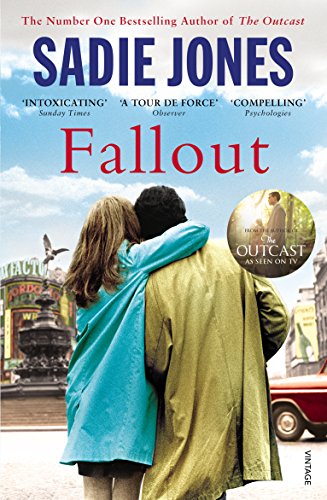 Book cover: couple embracing, city scene, title “Fallout” in red lettering.