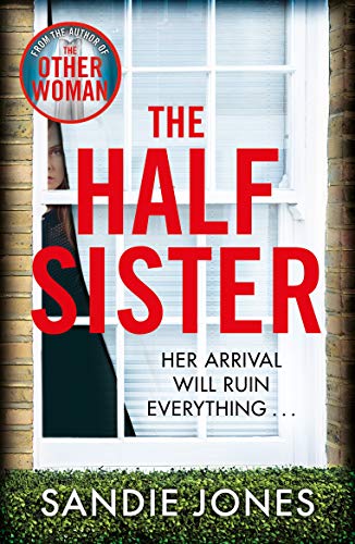 Book cover: red title, woman peeking from window, author's name at the bottom.