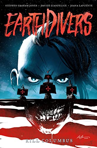 Comic cover: face with intense eyes, ships sailing from a skull’s mouth.