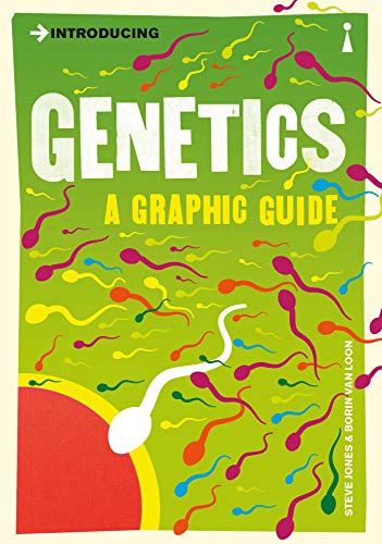 Book cover: "Introducing Genetics" with illustrated sperm and an egg cell.