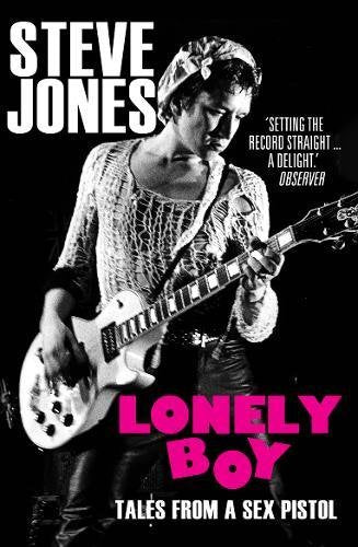 Black and white book cover featuring Steve Jones playing an electric guitar.