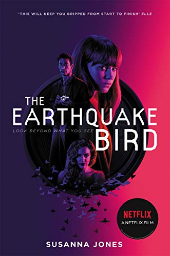 Book cover for "The Earthquake Bird" featuring two women and a man.