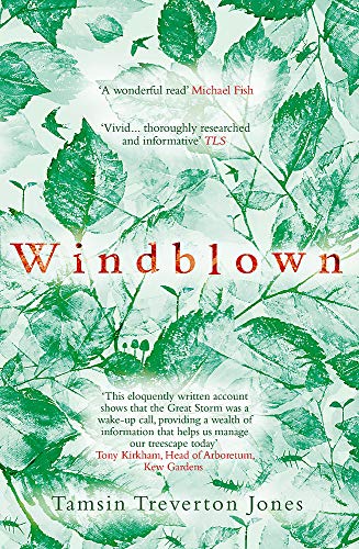 Book cover with green leaves and the title "Windblown" in red text.