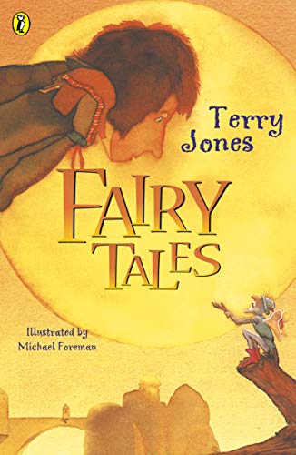 Book cover for Fairy Tales by Terry Jones featuring a giant face and small figure.