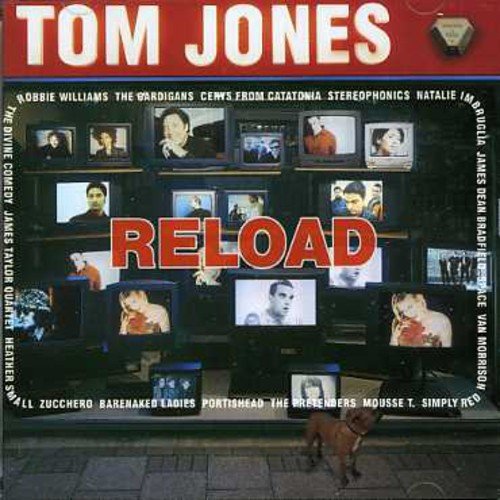 Tom Jones “Reload” CD cover with televisions and a dog.