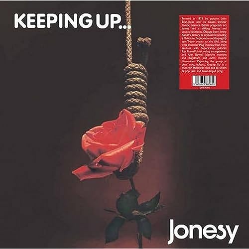Record cover: red rose tied with rope against a dark background.
