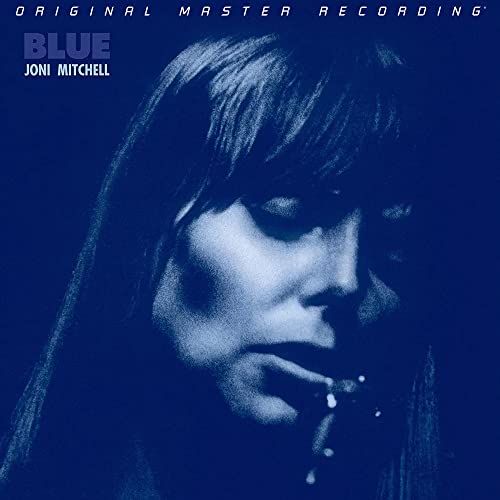 Joni Mitchell’s “Blue” CD cover: a blue-toned portrait of the singer.