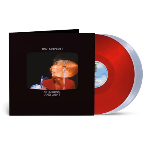 Joni Mitchell Shadows and Light vinyl album cover with a translucent red vinyl record.