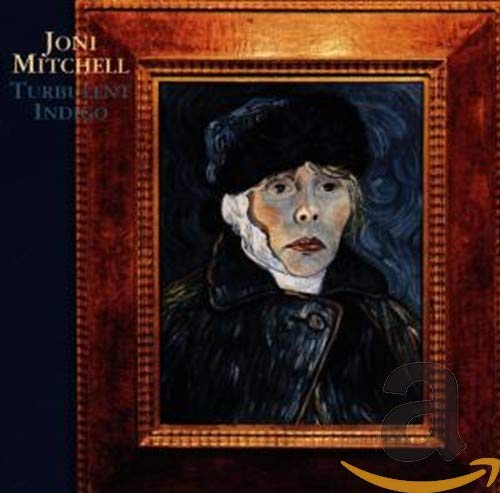 Joni Mitchell's "Turbulent Indigo" CD cover: portrait of a woman in a fur hat.