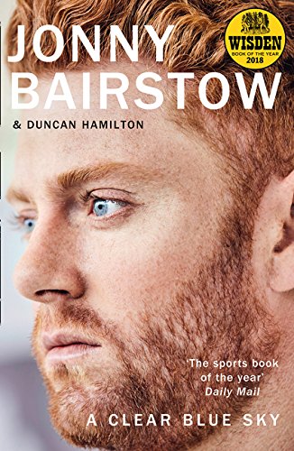 Book cover featuring Jonny Bairstow’s portrait and title “A Clear Blue Sky.”
