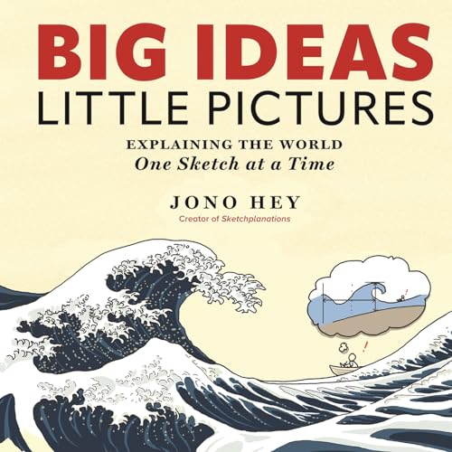 Book cover with title Big Ideas, Little Pictures and a sketch of a wave.