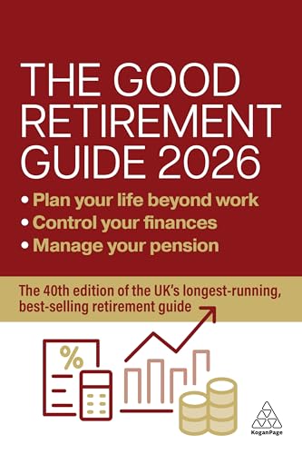 Red book cover: "The Good Retirement Guide 2026" with financial graphics.