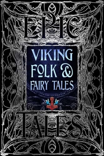 Book cover with ornate silver filigree border and text reading Viking Folk & Fairy Tales.