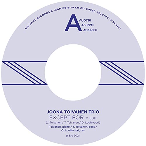 Vinyl record label with blue stripes, text, and a large letter "A" center.