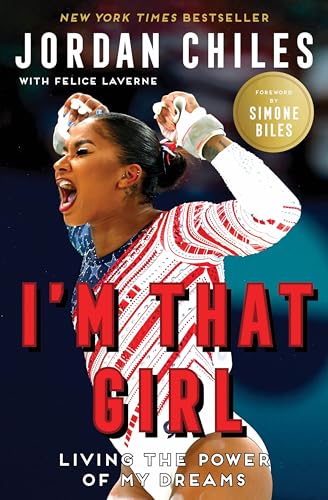Book cover featuring gymnast Jordan Chiles in a red, white, and blue leotard.