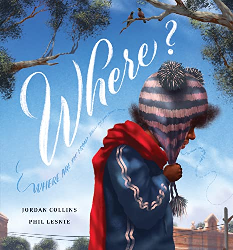 Book cover: child in winter hat looking away, with the title "Where?".