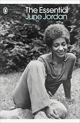 Book cover: black and white portrait of June Jordan, seated in grass.