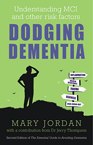 Book cover: "Dodging Dementia" with a silhouette of a person thinking.