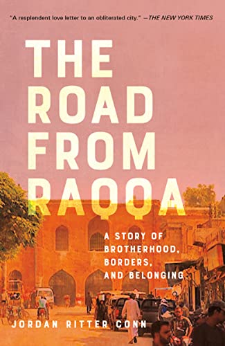 Book cover with large white text over a blurred city street scene.