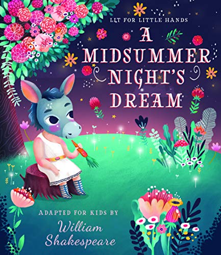Book cover with a cartoon donkey in a whimsical, floral landscape.